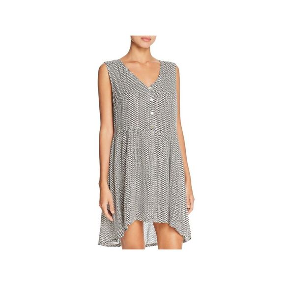 J. VALDI Other - J. VALDI Women's Black Button Up V-Neck Hi Low Gold Coast Swimsuit Cover Up XS